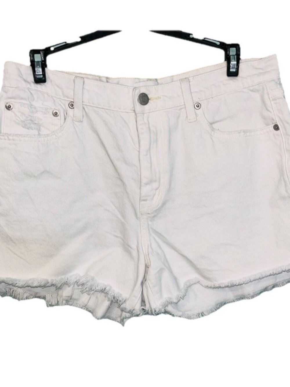 Pistola Cut Off Shorts White Fringe Pockets Zip And Button Sz 28